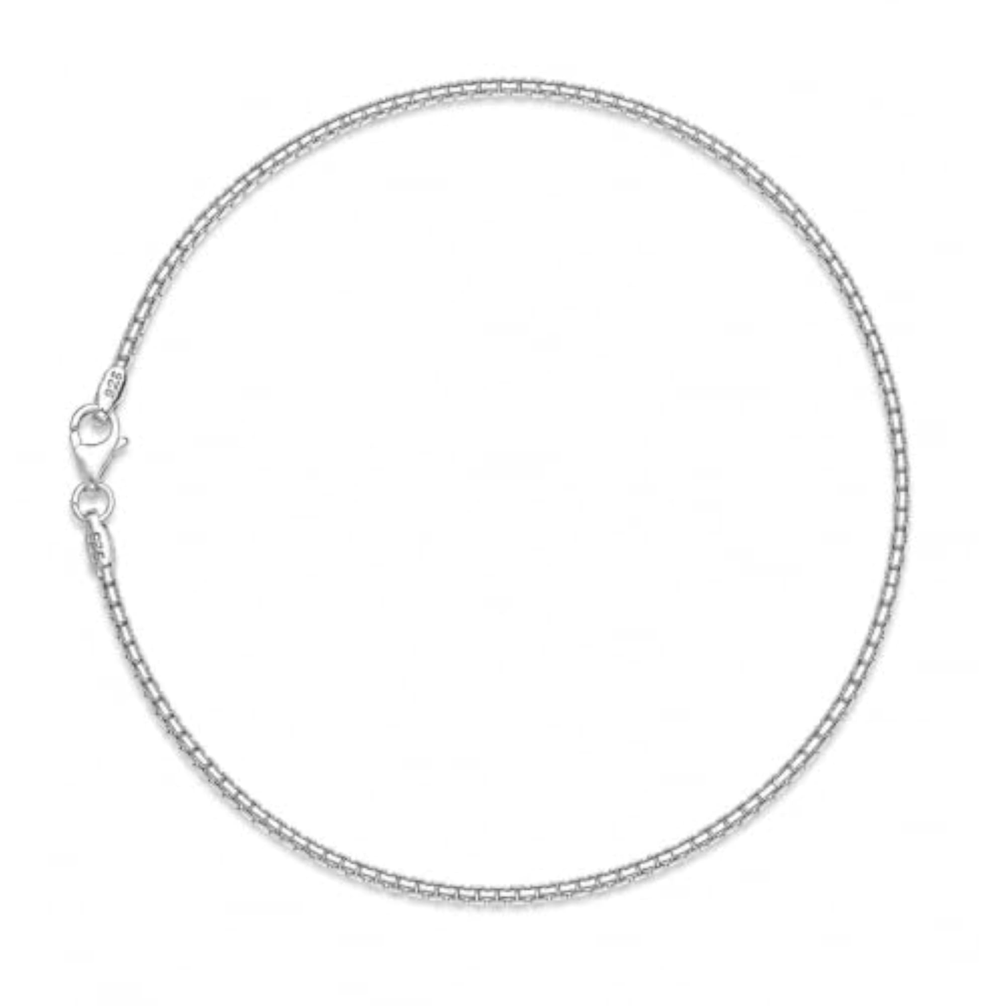 Women's 925 Sterling Silver Classic Round Link Anklet